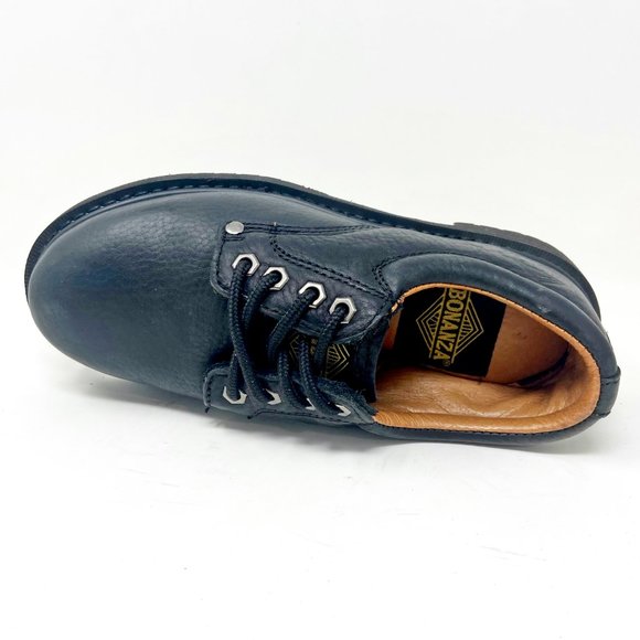 Bonanza Mens Black Leather Slip Resistant Work Boots BA415 - Picture 4 of 5